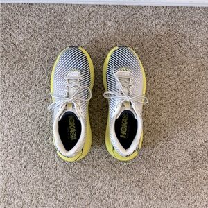 Hoka One One Rincon 2 White and Neon Yellow Sneakers